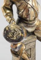 Spagettit evő fiú - olasz ezüsttel bevont szobor, kopással, m: 21 cm