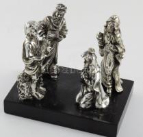 A Háromkirályok látogatása - ezüstözött szoborcsoport, 14x9x12 cm