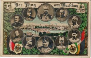 1915 Der Ring am Warschau, Erzherzog Friedrich, Hindenburg... / WWI military leaders in Warsaw, flag, coat of arms (b)