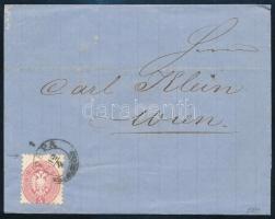 1866 5kr with shifted perforation on cover, "PÁPA" - Wien, 1866 5kr erős elfogazással levélen "PÁPA" - Wien