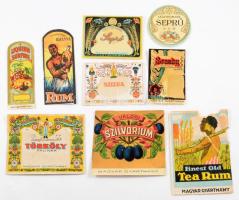 9 darab régi italcímke, vegyes állapotban