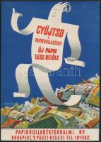 Szűcs Pál (1906-1969): Gyűjtsd a papírhulladékot, 1949-50 körül, kisplakát, papír, jelzett a plakáton, Globus Nyomda NV., apró lapszéli szakadással, 24×17 cm.
