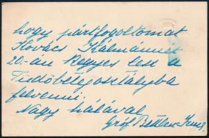 1918 Gróf Bethlen Irma (1844-1932) írt üdvözlő sorok