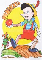 cca 1980 Walt Disney Pinokkió, amerikai rajzfilm plakát. Békéscsaba, Békés Megyei Nyomdaüzem Vállalat. Feltekerve. 60x42 cm