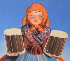 Pólya Tibor (1886-1937): Haggenmacher bajor sör, reklámplakát, litográfia, papír, jelzett a plakáton...