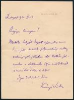 1930 Báró Korányi Sándor belgyógyász, akadémikus saját kézzel írt levele