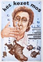 1979 Kéz kezet mos, filmplakát, ofszet, papír, jelzett a plakáton, Offset és Játékkártya Nyomda, feltekerve, bal felső sarkában sérült, 57x39,5 cm