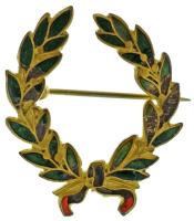 1954. "Kossuth-díj I. fokozata" aranyozott, zománcozott bronz kitüntetés, hátoldalán domború "1954 - KOSSUTH DIJ" felirattal. Csak 186 adományozás! (22x25mm) T:XF,VF zománchiba Hungary 1954. "Kossuth Prize, 1st Grade" gilt, enamelled bronze decoration, with embossed "1954 - KOSSUTH DIJ" inscription on the backside. Only 186 awards! (22x25mm) C:XF,VF enamel error NMK 525a