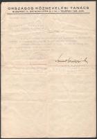 1946 Bp., Szentgyörgyi Albert Nobel-díjas tudós által aláírt hivatalos levél