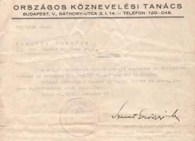 1946 Bp., Szentgyörgyi Albert Nobel-díjas tudós által aláírt hivatalos levél