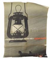 cca 1950-60 A közlekedés biztonságát, életedet védi a viharlámpa, plakát, ofszet, papír, Offset-Nyomda, lapszéli szakadásokkal, sérüléssel, 70x48 cm