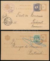 1885 2 db díjkiegészített díjjegyes levelezőlap / 2 PS-cards with additional franking