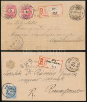 1898-1899 2 db ajánlott díjkiegészített díjjegyes levelezőlap / 2 registered PS-cards with additional franking