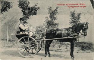 1913 Nyíregyháza, Nyíregyházai talyigás, taligás, magyar folklór. Borbély Sámuel kiadása