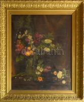 Konrád Ignác (1894-1969): Csendélet. Olaj, vászon, jelezve balra lent. Dekoratív fakeretben. 74x60 cm