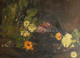 Konrád Ignác (1894-1969): Csendélet. Olaj, vászon, jelezve balra lent. Dekoratív fakeretben. 74x60 c...