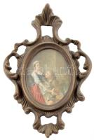 Díszes bronz akasztható keret, 17x11,5 cm