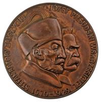 Lengyelország DN "STEFAN BATORY ZALOZYCIEL JOZEF PILSUDSKI WSKRZESICIEL 1579-1929" bronz, vert, egyoldalas emlékérem (55mm) T:AU Poland ND "STEFAN BATORY ZALOZYCIEL JOZEF PILSUDSKI WSKRZESICIEL 1579-1929" bronze, struck, one-sided medallion (55mm) C:AU