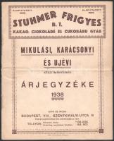 1938 Bp. VIII., Stühmer Frigyes Rt. Mikulási, Karácsonyi és Újévi árjegyzék