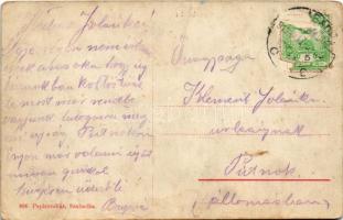 1912 Szabadka, Subotica; vasútállomás / railway station (gyűrődés / crease)