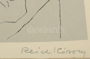 Reich Károly (1922-1988): A szobrász kertje. Szitanyomat, papír, jelzett. Üvegezett fakeretben. 41x2...