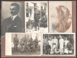 cca 1914 Katonai fotók albumlapra ragasztva, 4 db, 9×13 cm