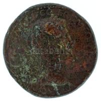 Római Birodalom 063 / Nero / Róma / Sestertius bronz (25,17g) T:VG/XF a portréoldalon nagy sérülés, a hátlap szép / Roman Empire 63 / Nero / Rome / Sestertius bronze "NERO CLAVDIVS CAESAR AVG GER PM TR P IMP PP / ADLOCVT COH - S-C" Nero, bare-headed and togate, standing left with praetorian prefect (also bare-headed and togate) on low platform on right, raising right hand in address to three soldiers, standing right in single file, of whom two foremost carry standards; in the background, building with sloping roof in the background (25,17g) C:VG/XF big damage on the obverse, the reverse is nice RIC I 134