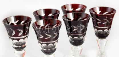 12 személyes bordón pácolt kristály italos pohár készlet, eredeti dobozában, hibátlan, m: 13 cm