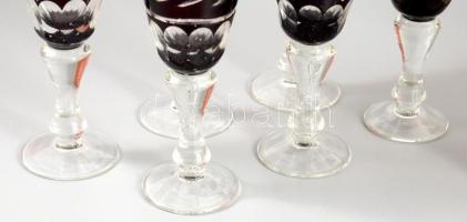 12 személyes bordón pácolt kristály italos pohár készlet, eredeti dobozában, hibátlan, m: 13 cm