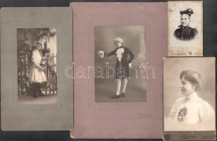 cca 1900 6 db keményhátú fotó, sérülésekkel, 10,5×6,5 és 27×19 cm közötti méretekben