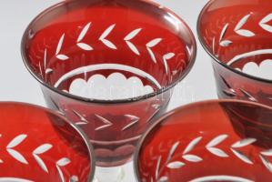 Dúsan csiszolt kristály vörös borospohár szett, 6 darab, original dobozban, hibátlan, m: 20 cm