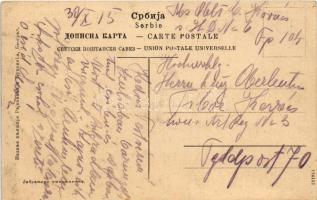 1915 Belgrádi erőd, a Vardar ezred első újoncai leteszik a hűségesküt a zászlóra a belgrádi felső er...