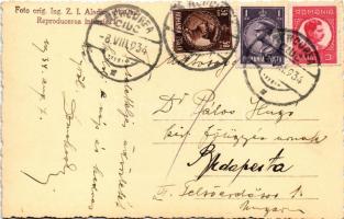 1934 Csíkszereda, Miercurea Ciuc; látkép, ünnepség, búcsú. Andory Aladics Zoltán felvétele / general...