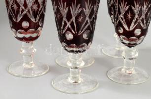 Bordón pácolt kristály talpas italos pohár szett, 6 darab, hibátlan, eredeti dobozában, m:12,5 cm