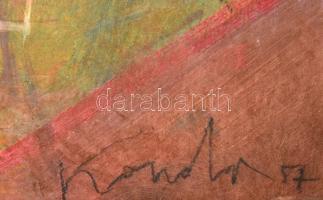 Kondor jelzéssel: Szerelmespár. Vegyes technika, farost, fakeretben, 47×40 cm