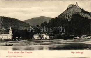 Vágváralja, Vág-Podhragy, Povazské Podhradie (Vágbeszterce, Povazská Bystrica); Podrágyvár, templom, kastély, Vágvölgy. Gansel Lipót 18. / castle, church in Váh Valley / Povazie, Povazsky hrad