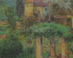 Váli Éva (XX. sz. második fele): Vízparti táj. Pasztell, vászon, jelzett. Üvegezett fakeretben. 28x4...