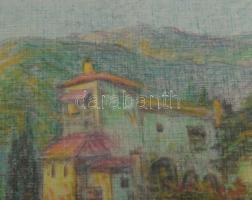 Váli Éva (XX. sz. második fele): Vízparti táj. Pasztell, vászon, jelzett. Üvegezett fakeretben. 28x4...