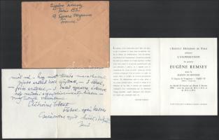 1958 Remsey Jenő György (1885-1980) festőművész, grafikus autográf levele, borítékkal Légrády Sándor...
