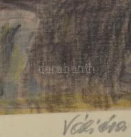 Váli Éva (XX. sz. második fele): Vitorlások. Pasztell, vászon, jelzett. Üvegezett fakeretben. 19,5x3...