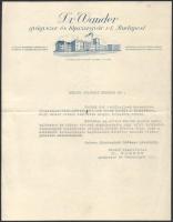 cca 1936 Dr. Wander gyógyszer- és tápszergyár rt. fejléces levélpapírjára írt levél