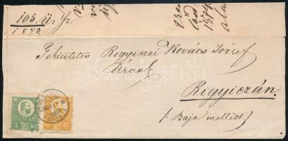 1873 Réznyomat 2kr + 3kr "BUDAPEST FŐPOSTA" - "RIGYICZA" (40.000)
