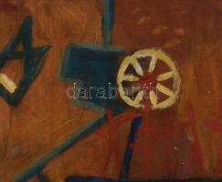 Olvashatatlan jelzéssel (vagy jelzés nélkül?): Kavalkád. Olaj, farost. Fakeretben. 61x50 cm