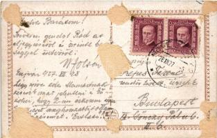 1927 Érsekújvár, Nové Zámky; Fő tér, üzletek, piac / main square, shops, market (Rb)