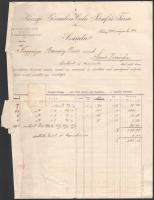 1906 Kőszeg, Kőszegi Gőzmalom Czeke József és Társa fejléces számla, illetékbélyeg hiányzik, szakadással