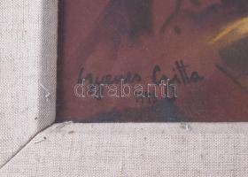 Gyenes Gitta jelzéssel: Csendélet. Pasztell, papír. Dekoratív, üvegezett, kissé sérült fakeretben. 5...