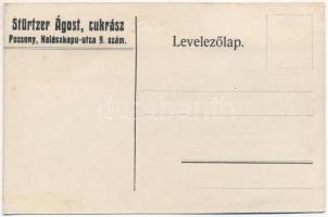 Pozsony, Pressburg, Bratislava; Bittó Miklós utóda Stürtzer Ágost cukrász üzlete, bejárat a tulajdon...