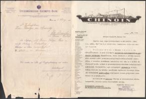 1896-1940 Vegyes fejléces számla tétel (Steiermärkische Escompte-Bank, Chinoin, stb.)
