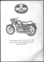 Pannonia 250 cm2-es tlt és tlf típusú motorkerékpár alkatrészek árjegyzéke
