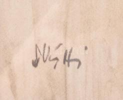 Alberto Sughi (1928-2012): Női portré. Nyomat, papír. Jelzett a nyomaton. Dekoratív, üvegezett, kiss...